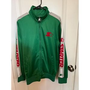 Starter Black Label Men's Athletic Logo Track Green Full Zip Casual Jacket SMALL